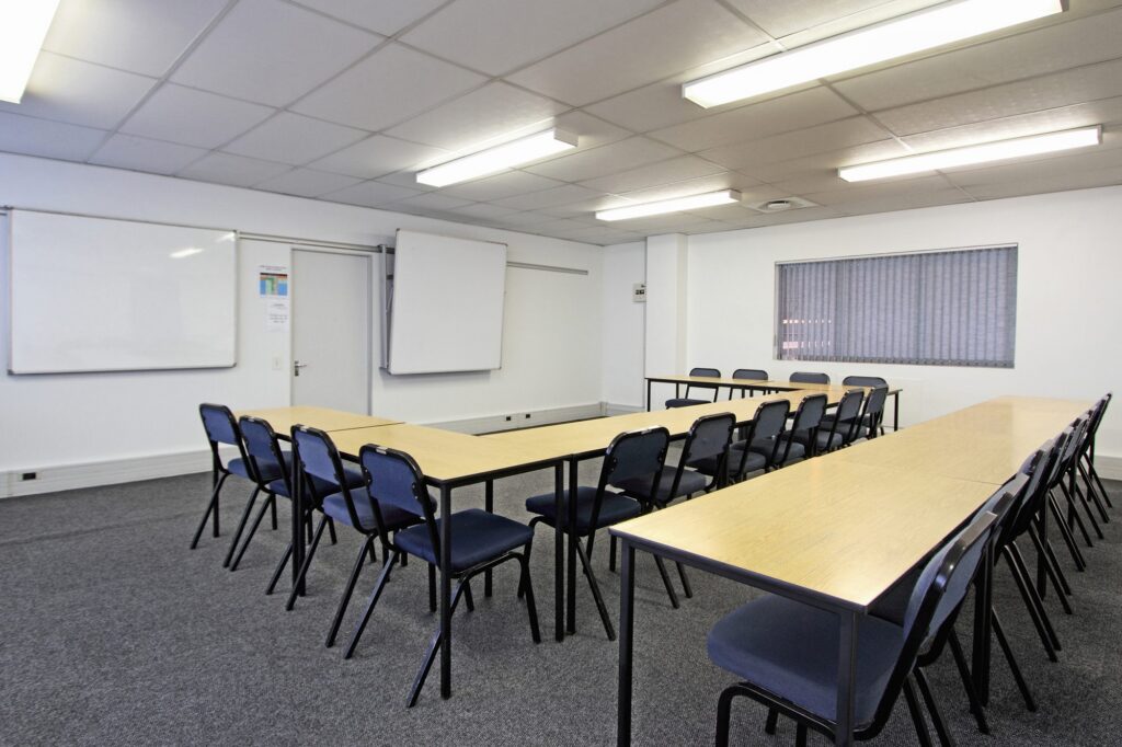 The training room long table with chairs at Signature Flight Support, Cape Town Airport, supplied by Nuwave