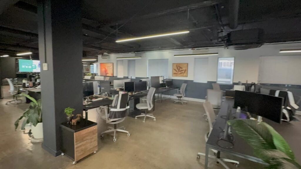 Window side workstations and task chairs at Rain in Cape Town, delivered and installed by Nuwave