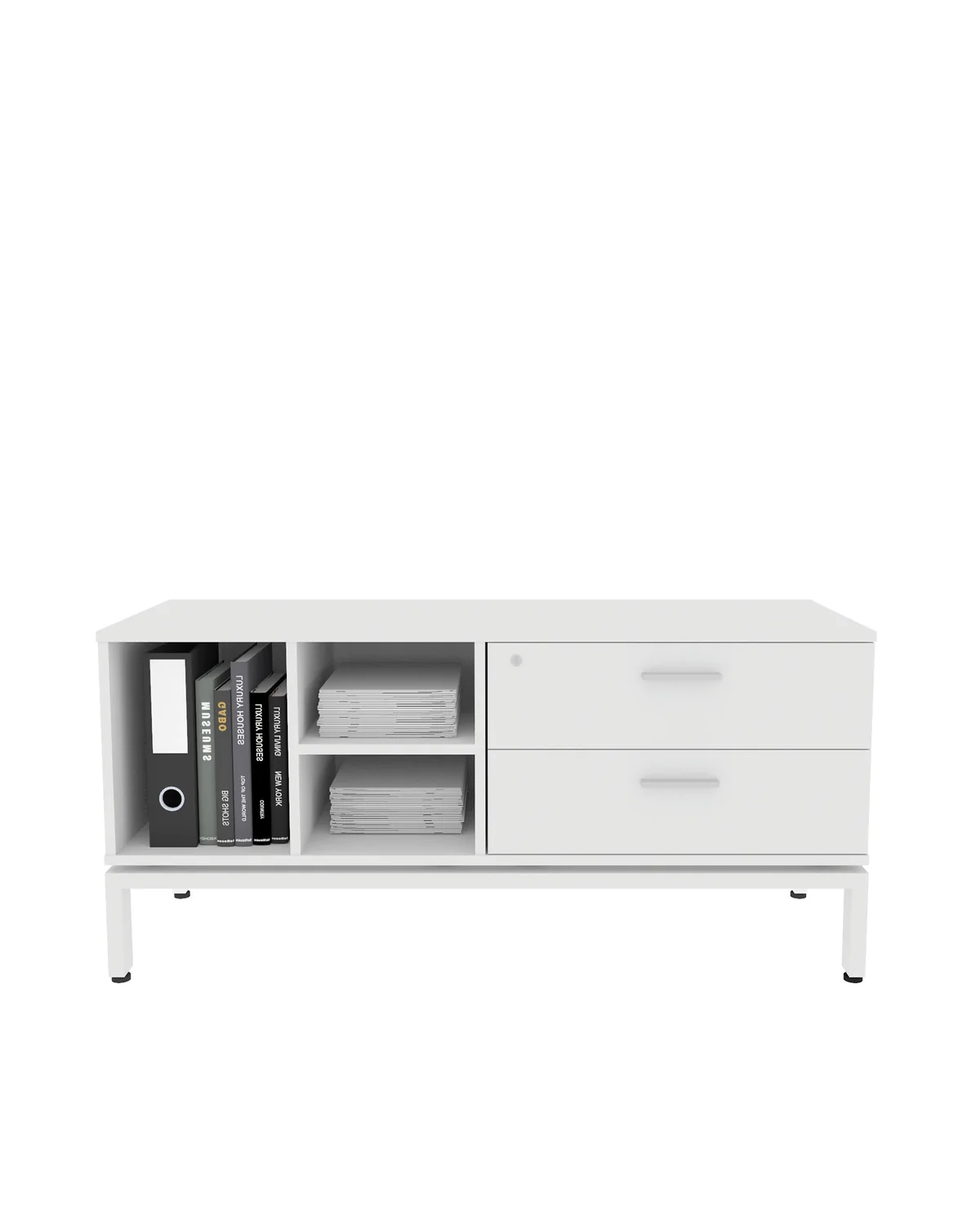 Box frame side storage, Side storage unit 2 drawer plus open unit plus frame, 1200 x 450 x 570 mm