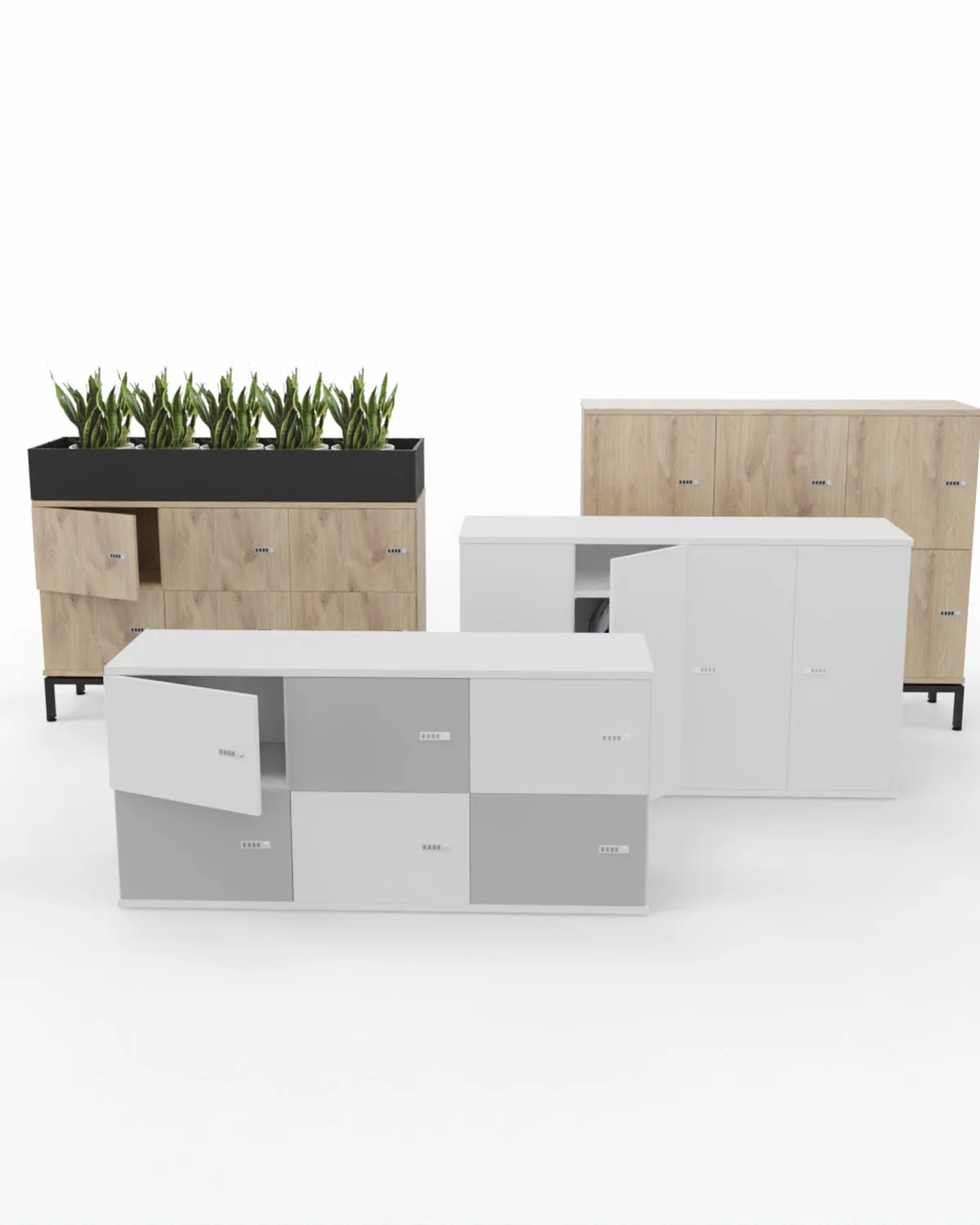 Lockers, Steel frame locker 6 door desk height, 1510 x 450 x 742 mm
