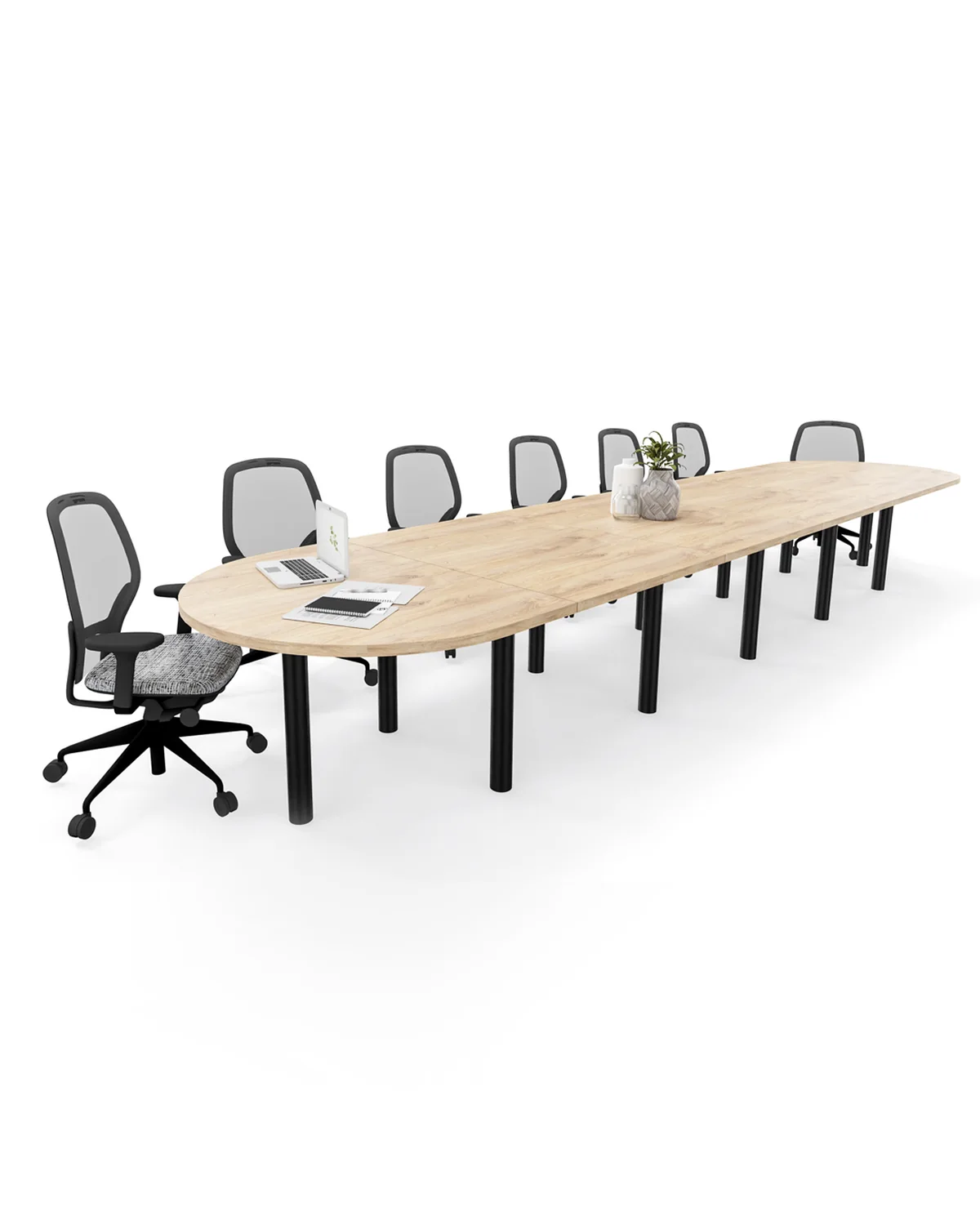 Modular boardroom table, End 32 mm half circle top, 900 x 1200 x 32 mm
