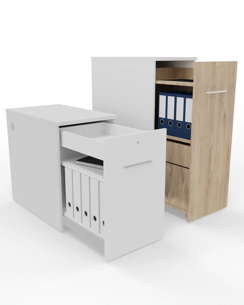 Tall boy and small boy side storage, Tall boy, 450 x 755 x 1102 mm, Left